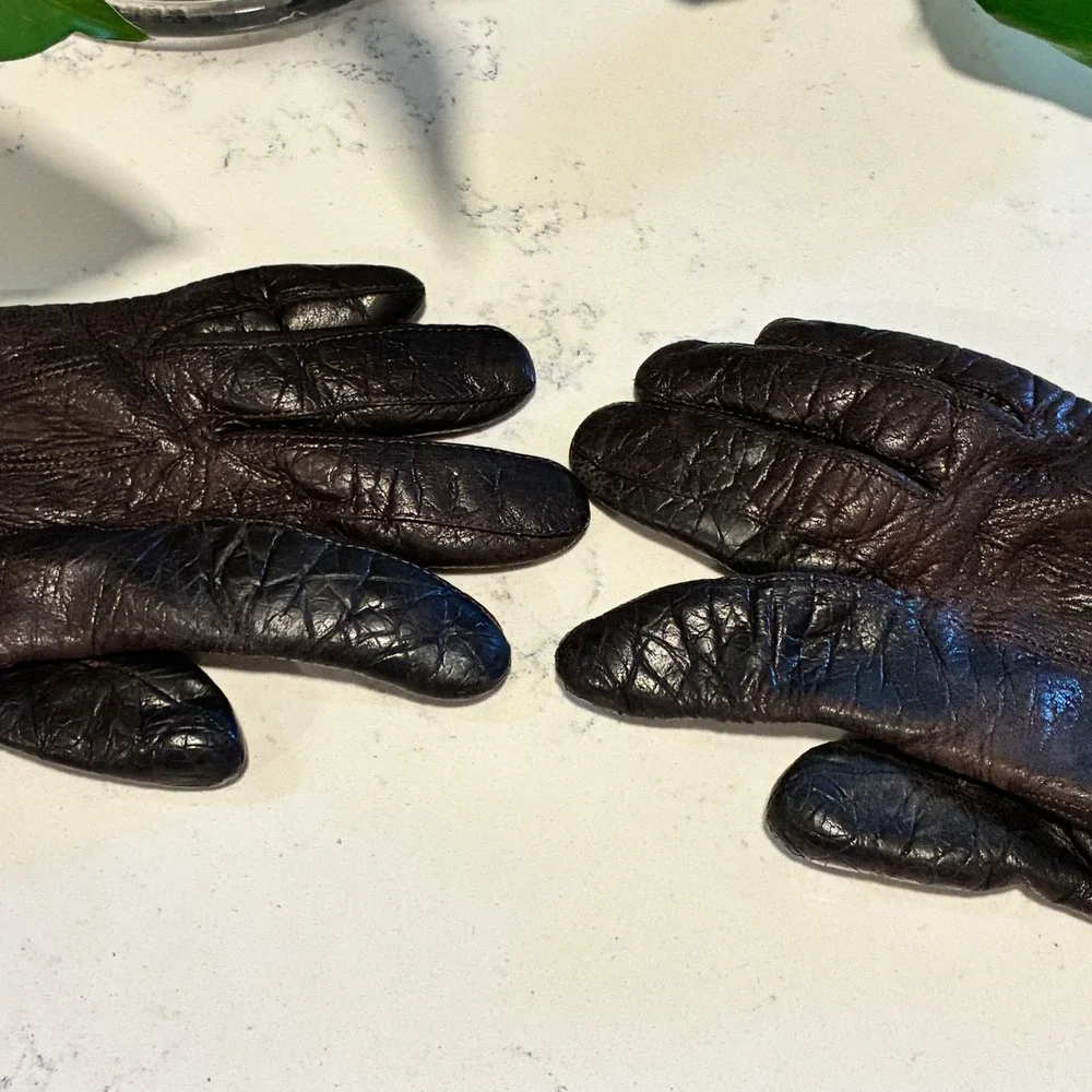 Antonio Murolo Gloves 7 Dark Brown Leather Wool Lined Italy Classic Quiet Luxury